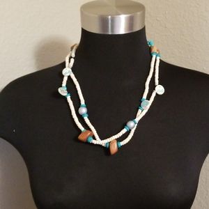 New Club West Wood Bead Necklace Long